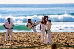 karate, sport, beach, people, nature, ocean